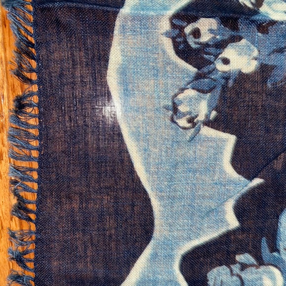 45R 45RPM Japan $348 Indigo Hand Printed Floral 42” Scarf